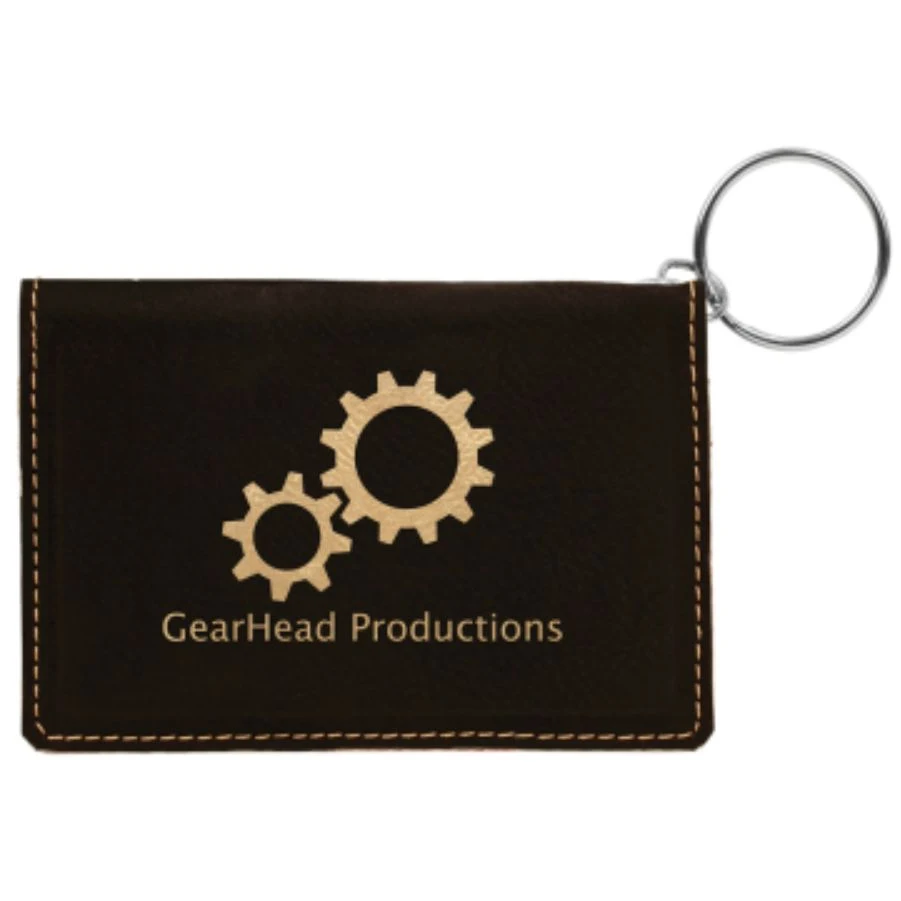 Black Leatherette ID Holder with Keychain 1