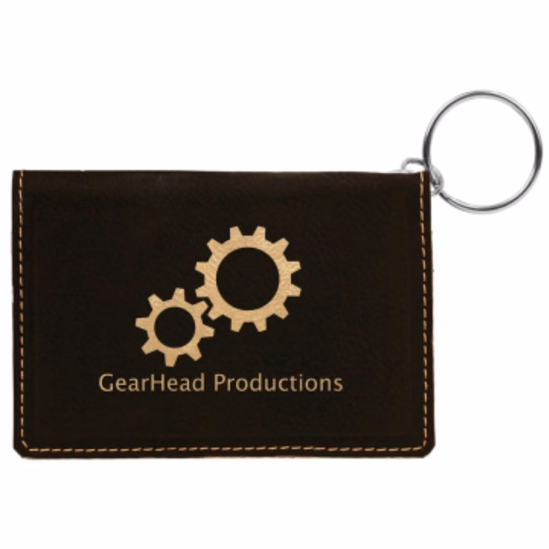 Black Leatherette ID Holder with Keychain