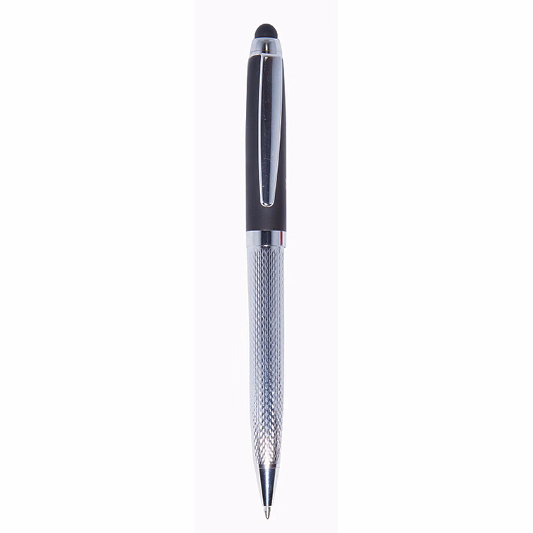 Idea Twist Action Chrome-barrel Ballpoint Pen with Stylus