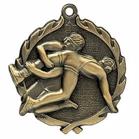 Wrestling Wreath Medal, 2 1/2"