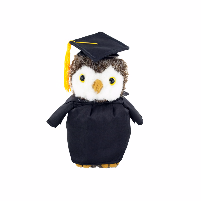 Soft Plush Standing Owl with Graduation Cap & Gown