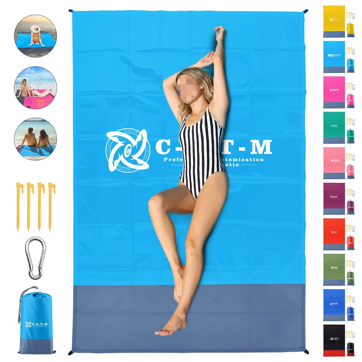 Portable Polyester Waterproof Beach Mat With Pocket 1