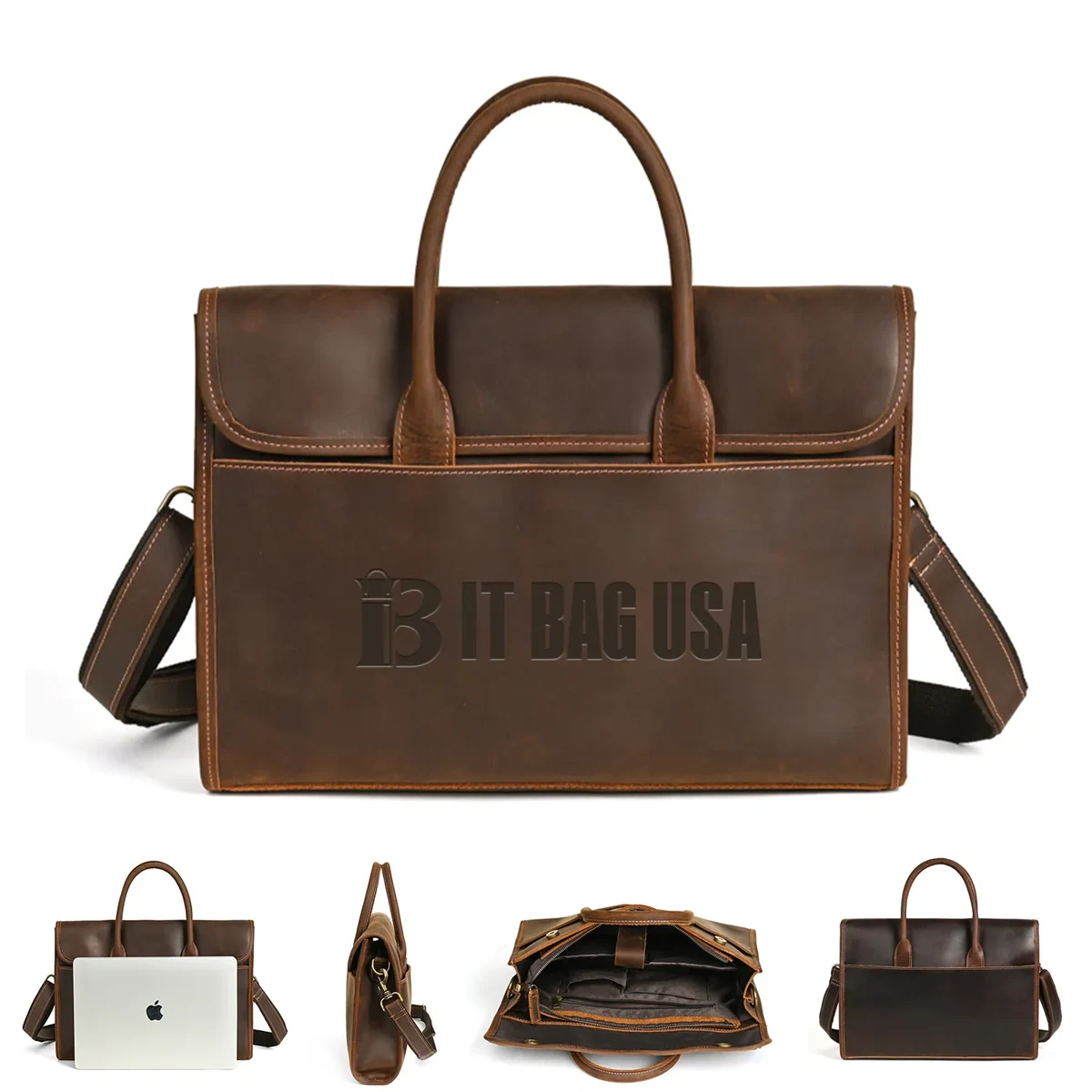 Leather Briefcases Laptop Messenger Bag 1