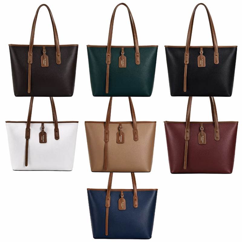 Comfortable PU Leather Multi Pocket Tote Bag