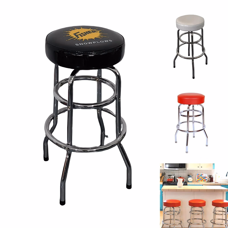 360 Degree Rotating Seat & Chrome Single Ring Bar Stool
