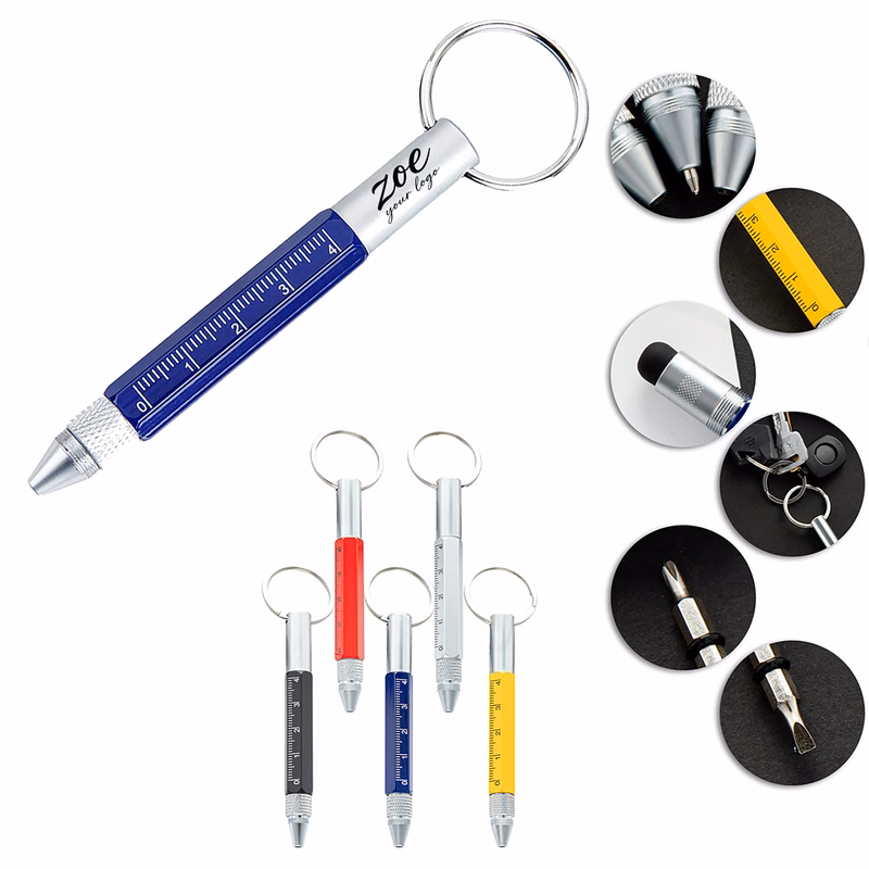 6 in 1 Multifunctional Tool Keyring Ballpoint Pen