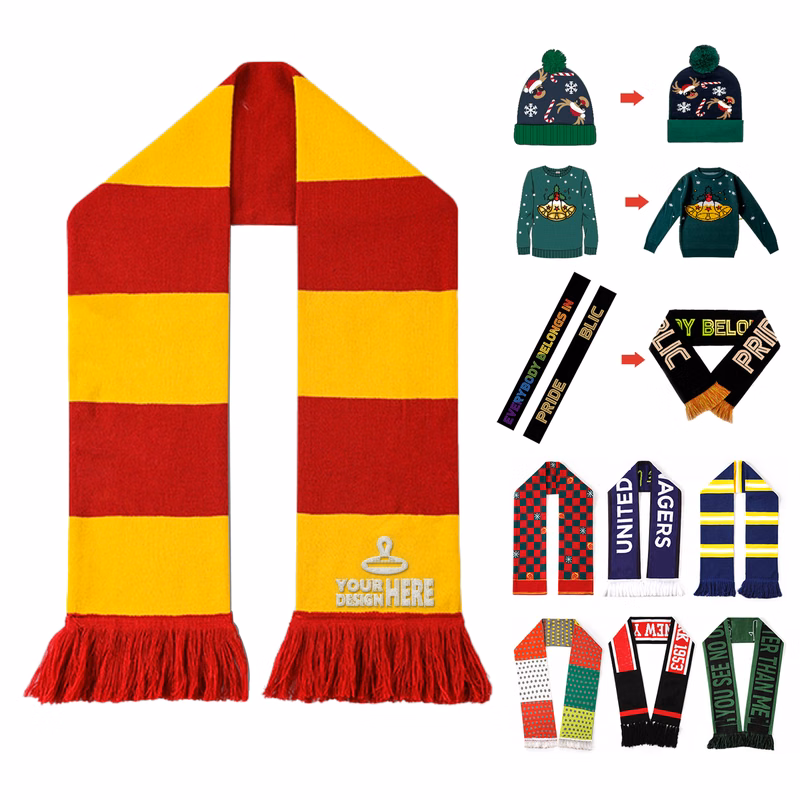 Knitted Winter Sports Fan Fringe Scarf