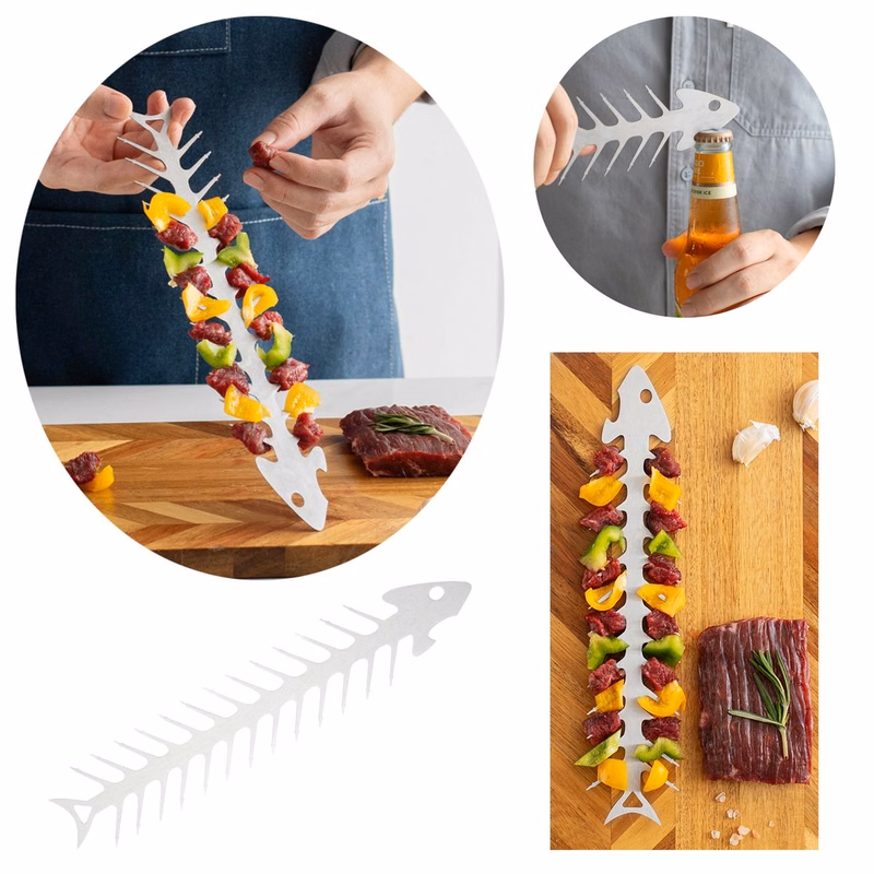 Stainless Steel Fishbone Shaped Barbecue Skewers