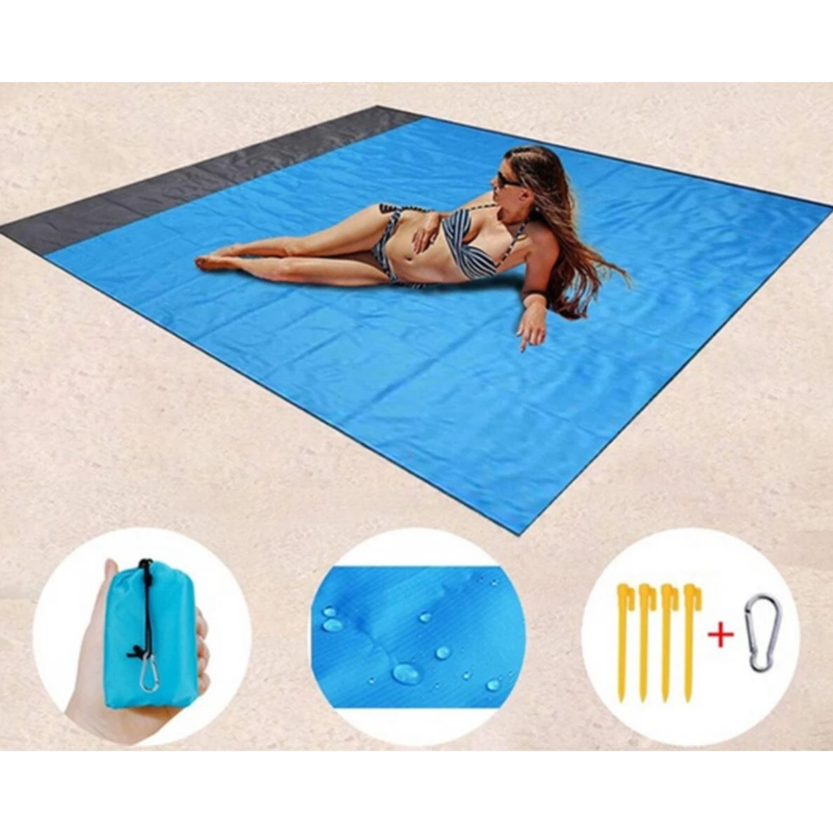 82" X 79" Beach Blanket Sand Free Oversized Beach Mats 1