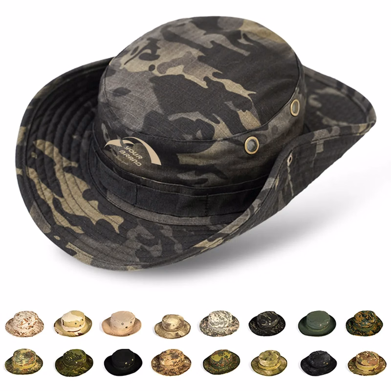 Summer Camo Outdoor Fishing Sun Hat with Adjustable Strap
