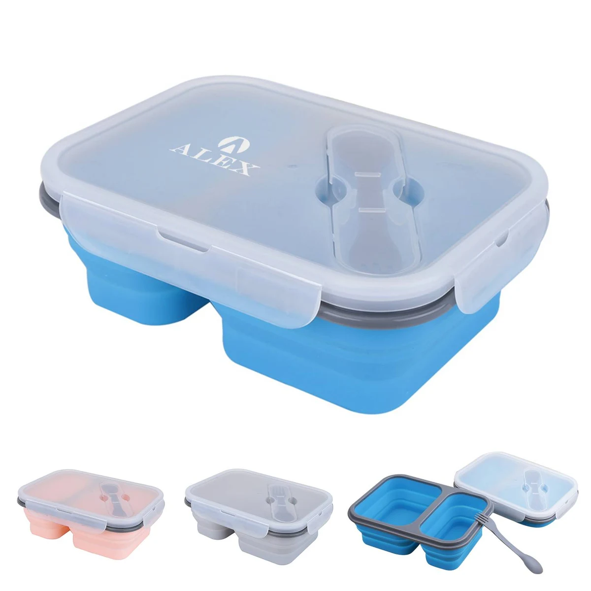 Foldable Stacked Silicone Microwave Oven Heating Lunch Box 1