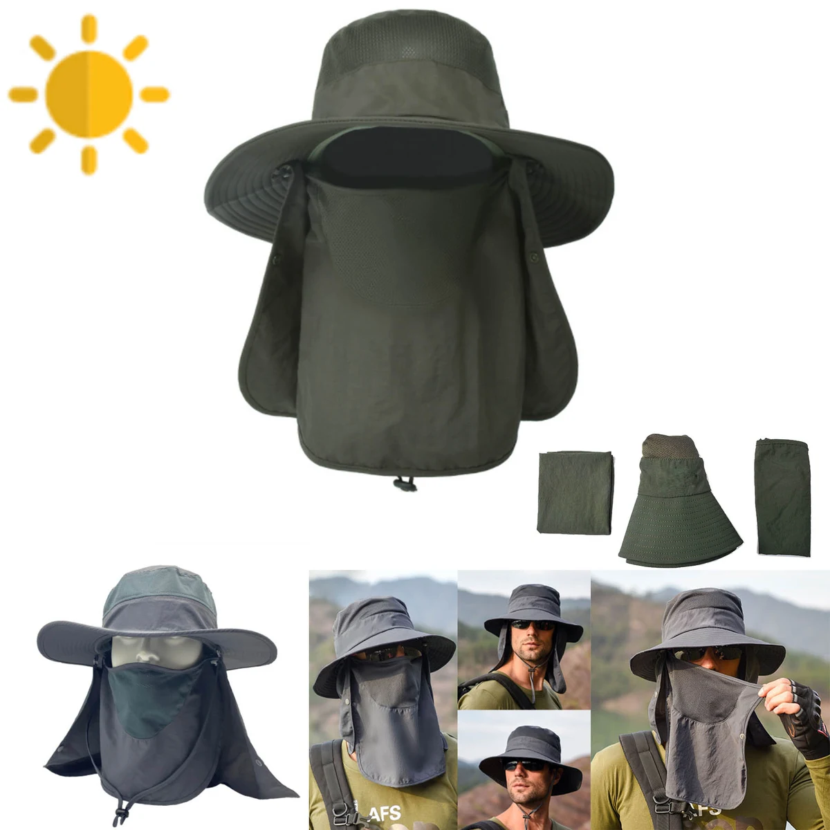 Sun Hat with Removable Neck Face Flap 1