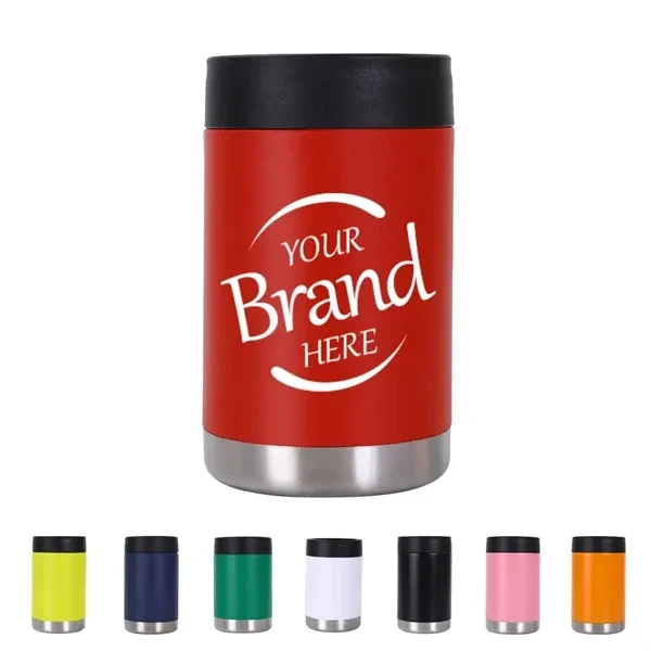 Custom Stainless Steel 12 oz Can Cooler Slim Profile — Insulated Beverage Holder Promo, custom koozie with logo imprint 1