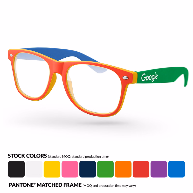 4-Tone Retro Sunglasses w/ 1-Color Temple Imprint