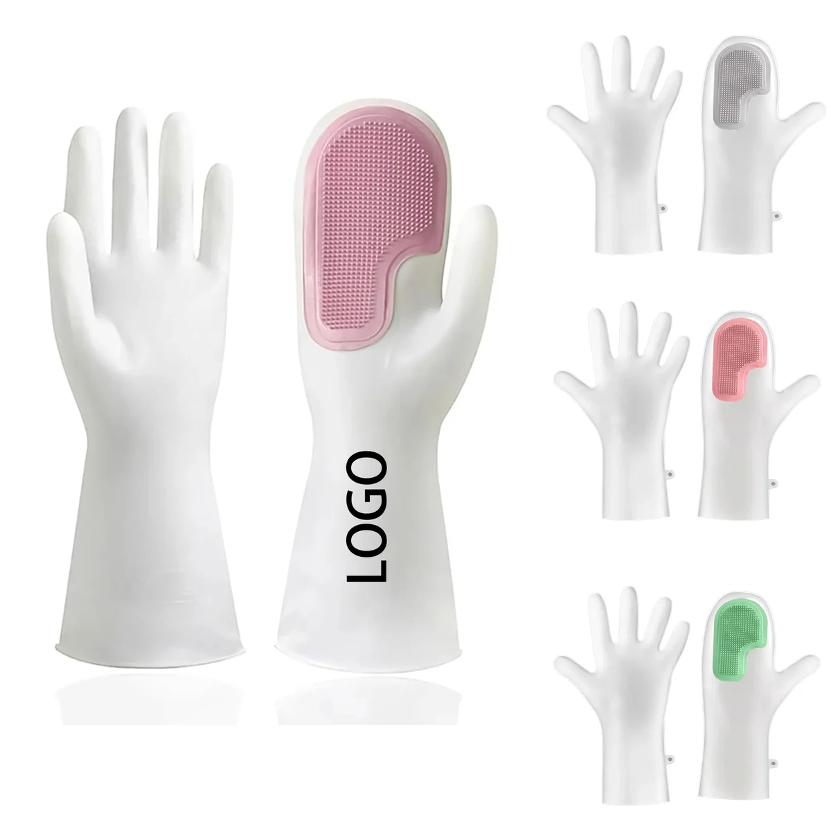Dishwashing Gloves with Built in Scrubber 1