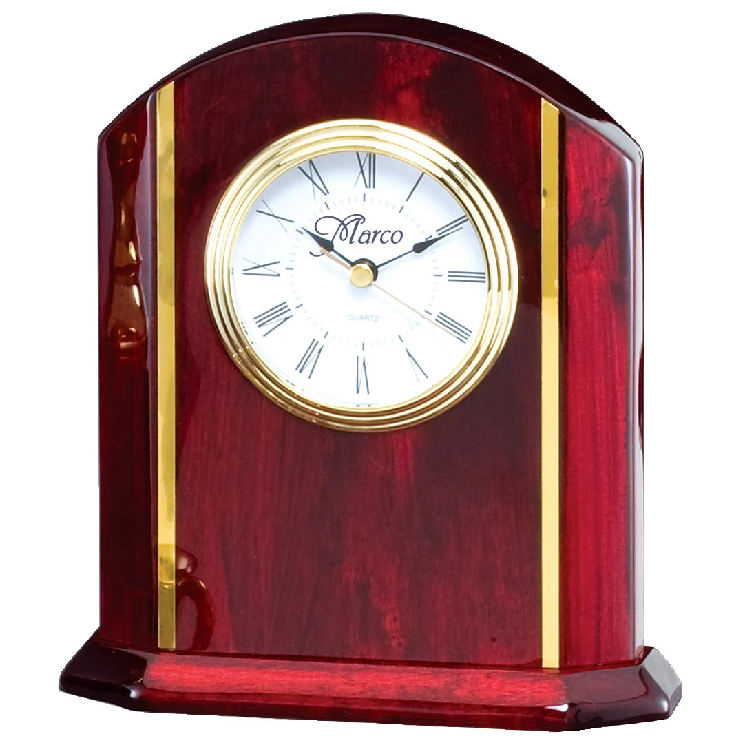 6 1/4" X 8" Desk Clock With White Face And Gold Accents 1