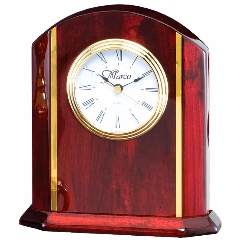 6 1/4" X 8" Desk Clock With White Face And Gold Accents