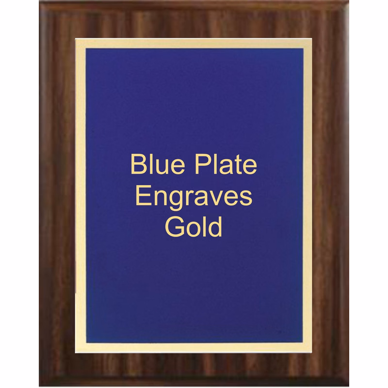 5" x 7" Cherry Finish Plaque with a Blue Simplicity Plate