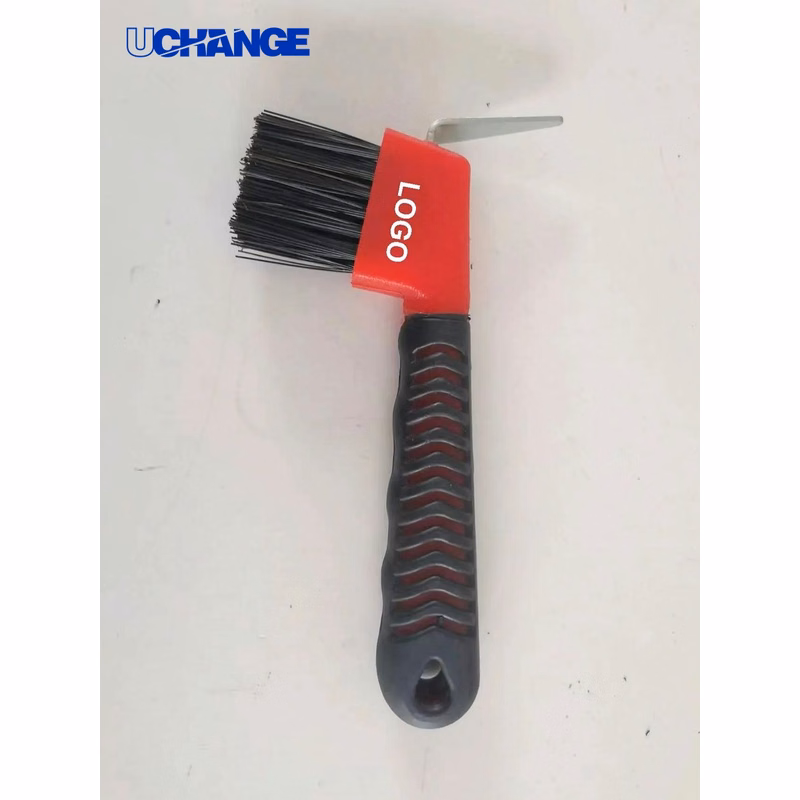 Horse Hoof Pick Brush with Rubber Handle Tool for Grooming