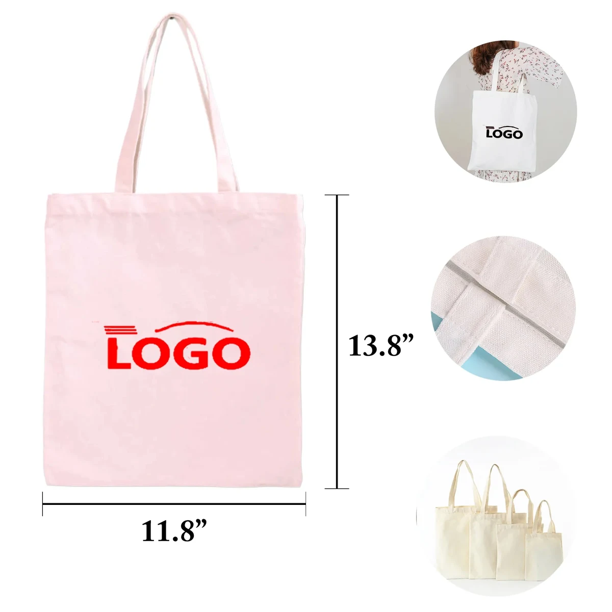 MOQ50 Cotton Canvas Tote Bag Blank Stock Shopping Handba, custom tote bag with logo imprint 1