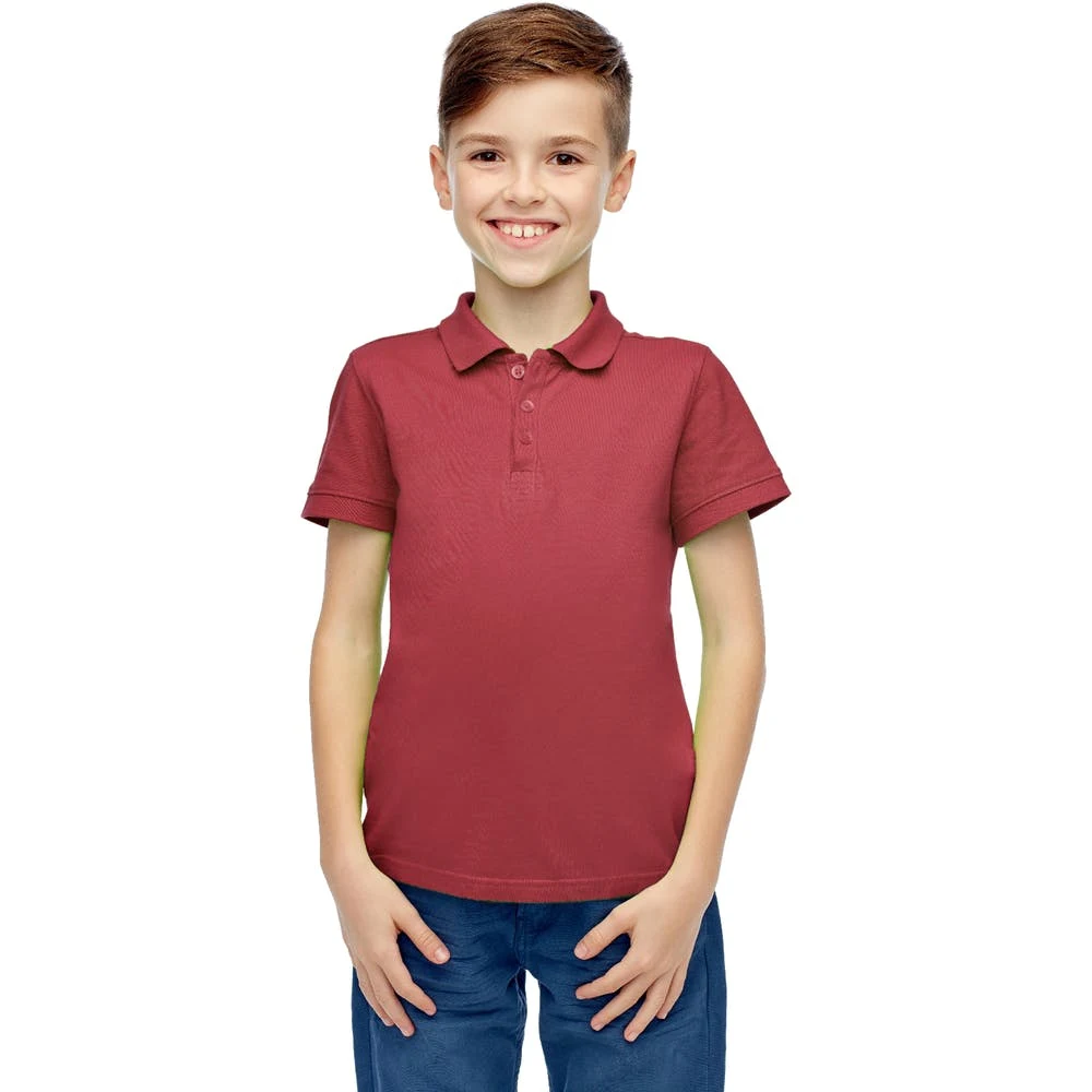 Boys' Uniform Polo Shirts - Burgundy Short Sleeve Size 4 1