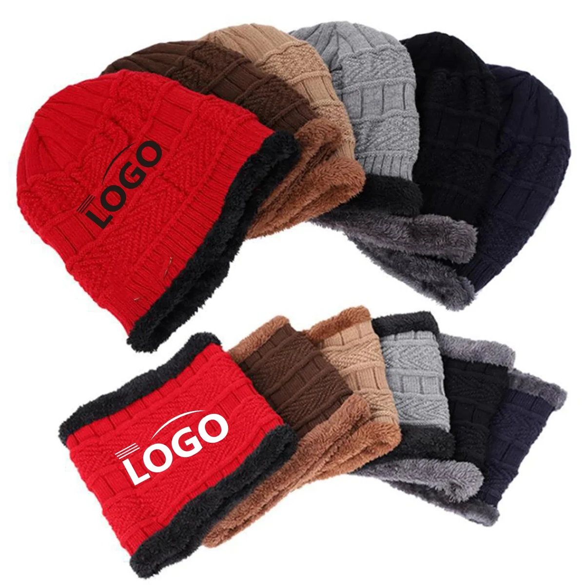Beanie Hat Scarf Neck Warmer Set 1