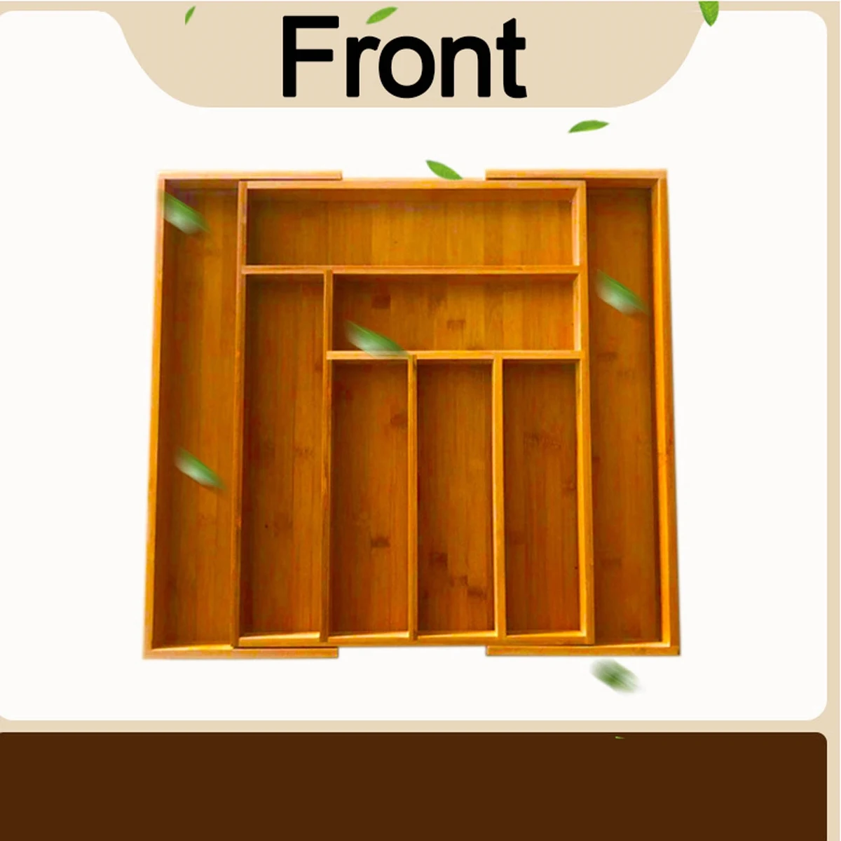 Bamboo Expandable Drawer Organizer for Utensils Holder 1