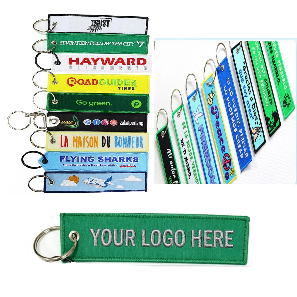 Solid Color Custom Embroidered Key Strap 1