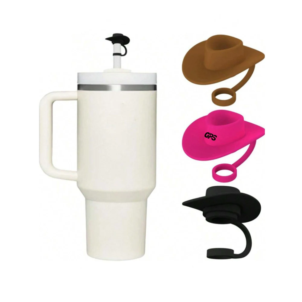 Cowboy Hat Shaped Silicone Straw Dust-Proof Cover 1