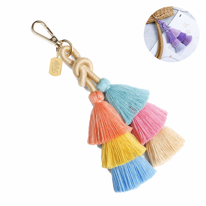 Handmade Cotton Tassel Bag Charm Pendant Keychain