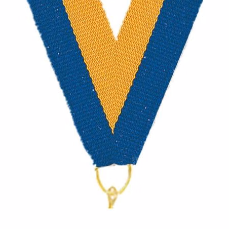0.875" x 30" Blue Gold Snap Clip Stock Ribbon