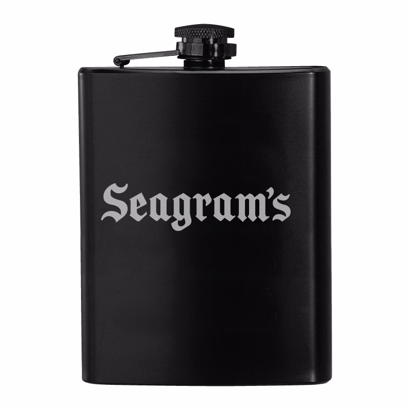 8 oz. Black Stainless Steel Hip Flask