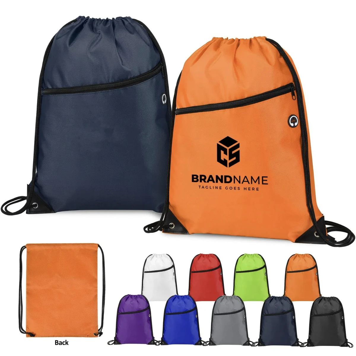 Drawstring Bag Backpack With Front Zipper 1