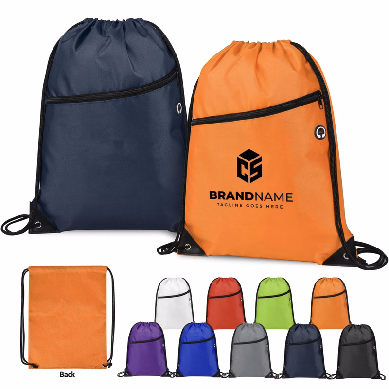 Drawstring Bag Backpack With Front Zipper