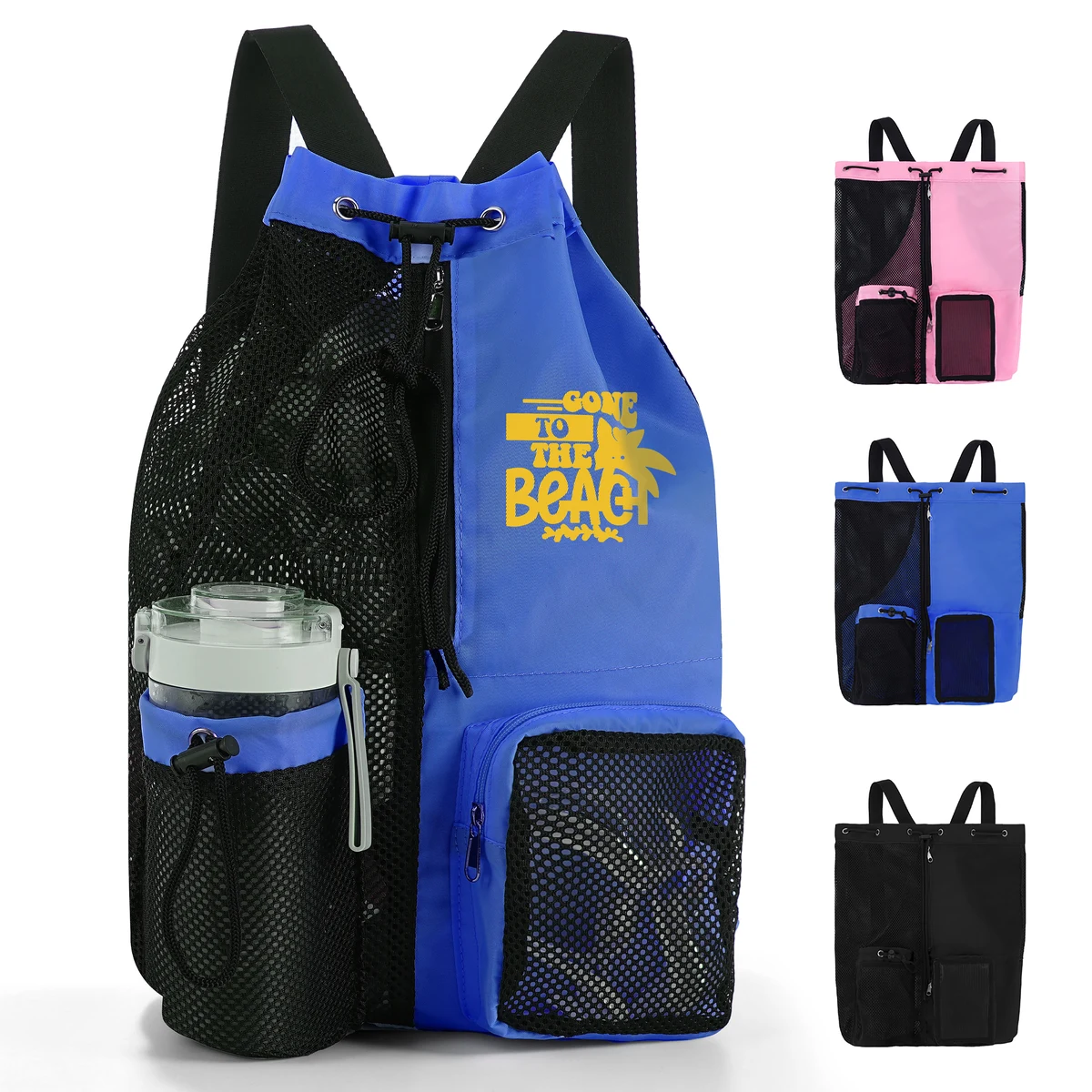 Water-Resistant Nylon Drawstring Backpack for Swim & Beach 1