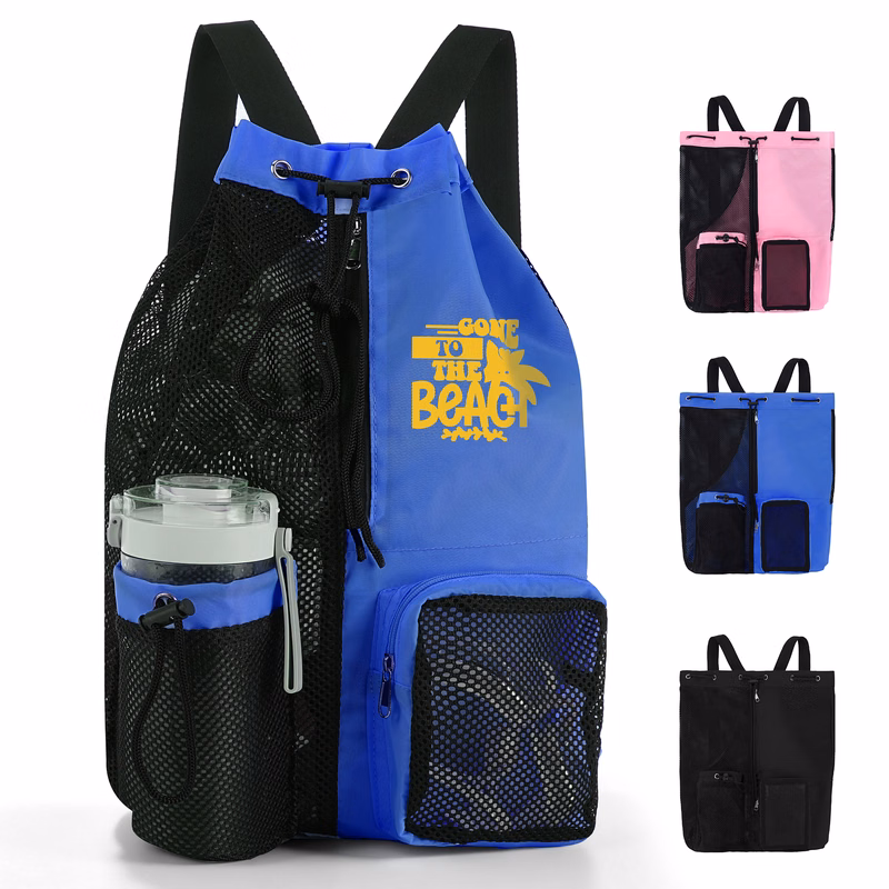 Water-Resistant Nylon Drawstring Backpack for Swim & Beach