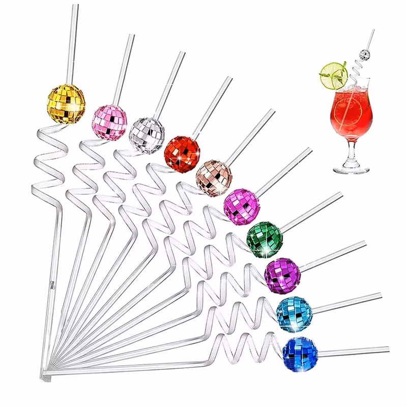 Disco Mirror Ball Plastic Straw