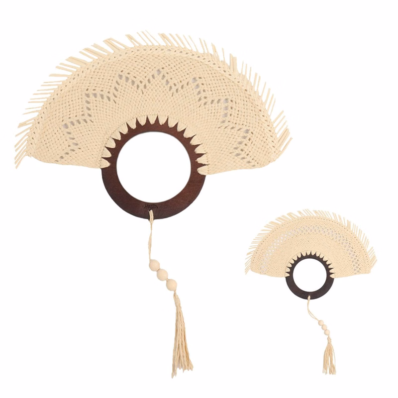 Straw Palm Hand Held Fan