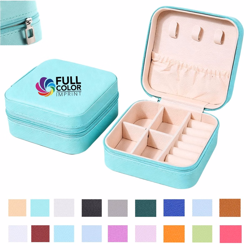 Full Color Portable Cross Grain Jewelry Storage Case