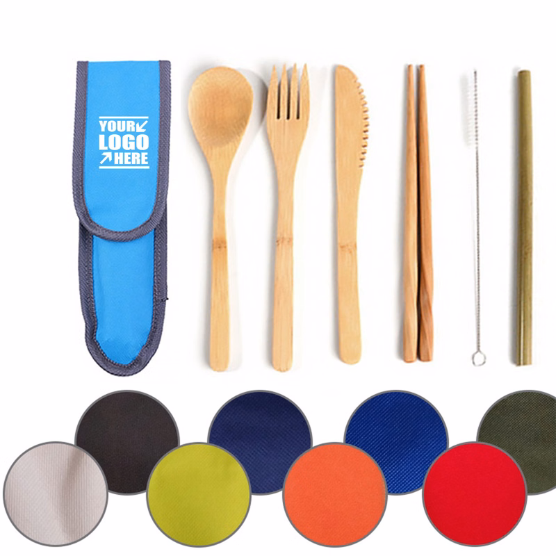 Bamboo Utensils Cutlery Set With Pouch