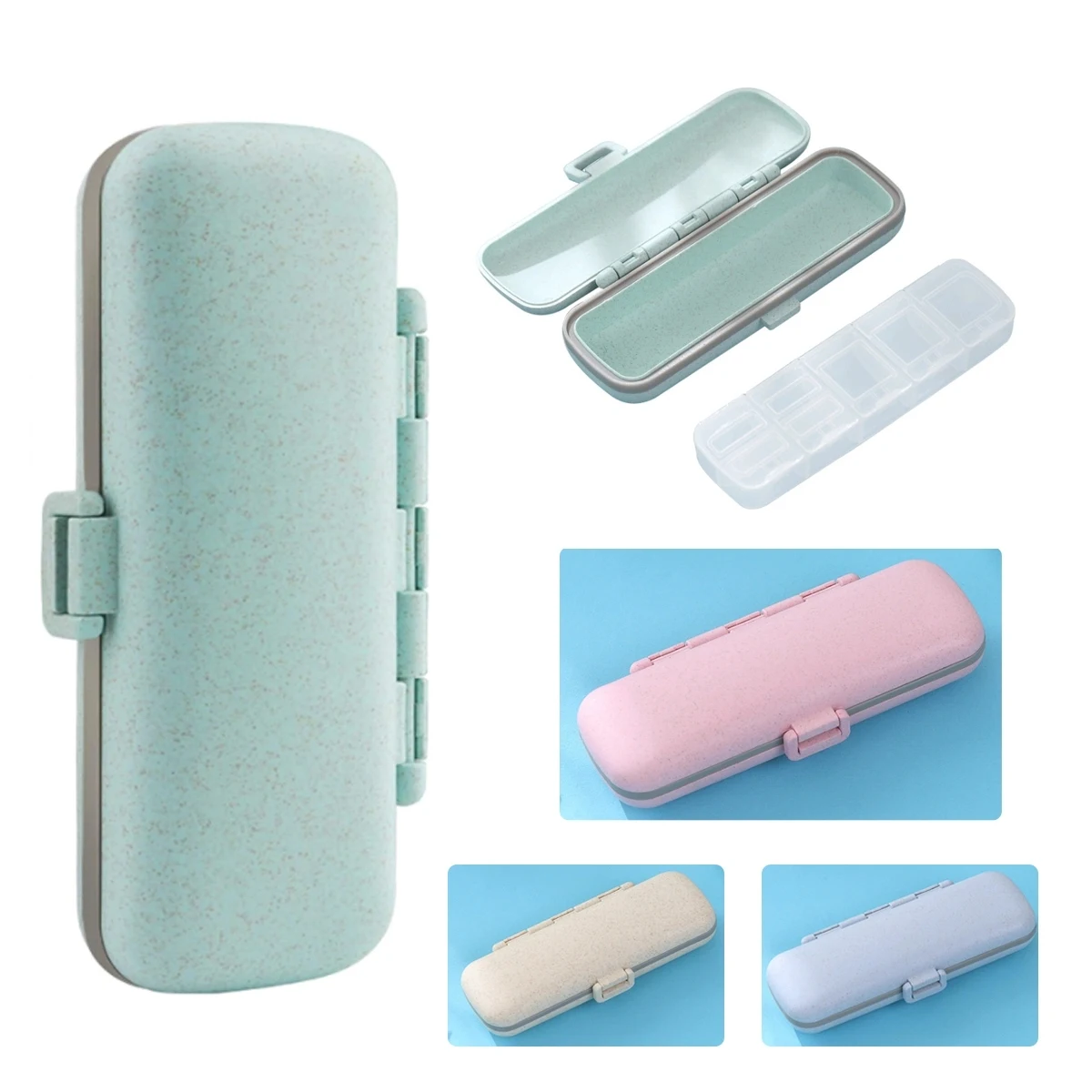 Wheat 7-Compartment Pill Case 1