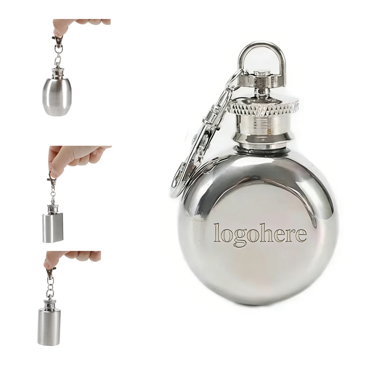 Mini Hip Flask Keychain, custom water bottle with logo imprint 1