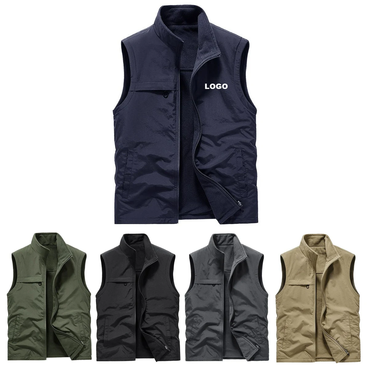 Men's Reversible Double-sided Wearable Fleece Vest 1