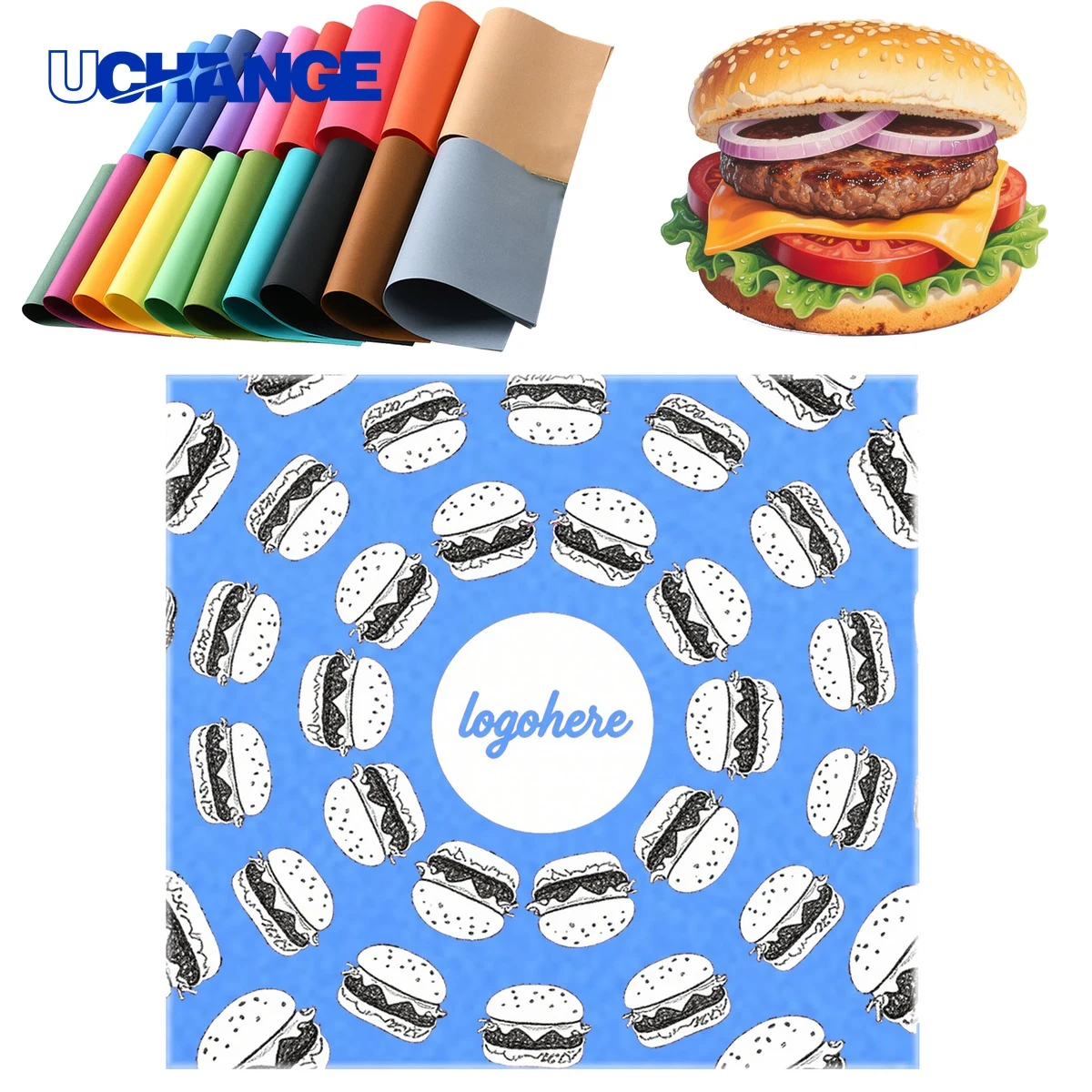 Colored Seven by Seven Burger Paper Sheets 1
