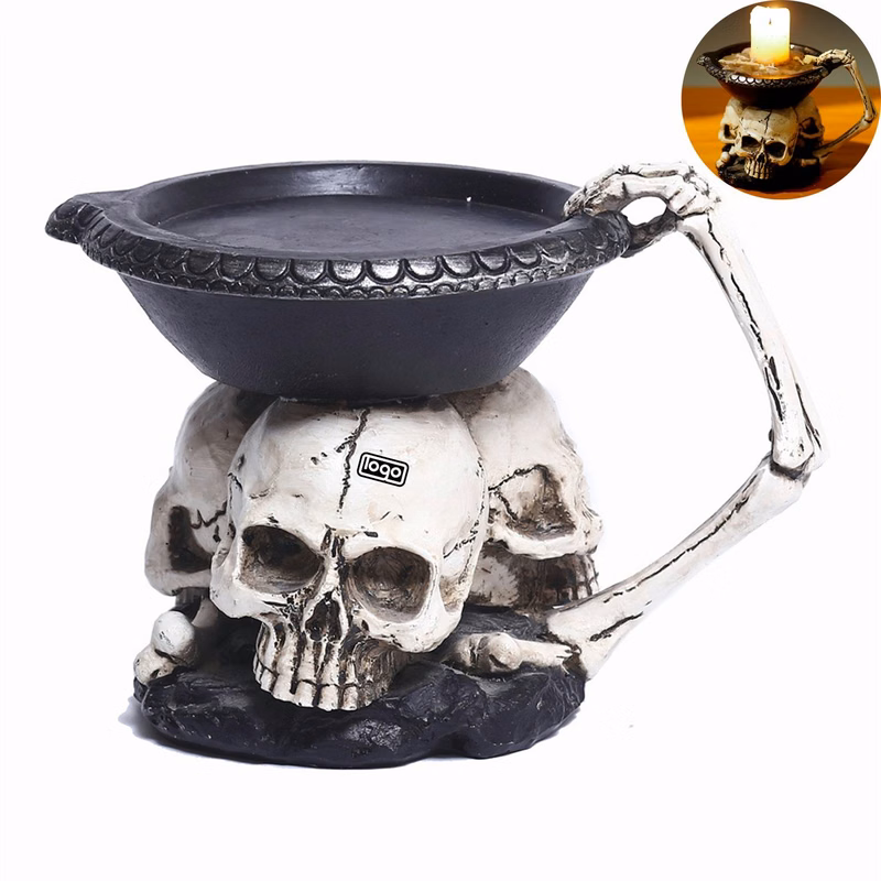 3 Ghost Heads Candlestick w/ Support Design