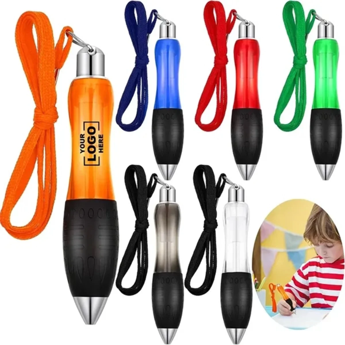 Thick Barrel Ballpoint Pen With Lanyard 1