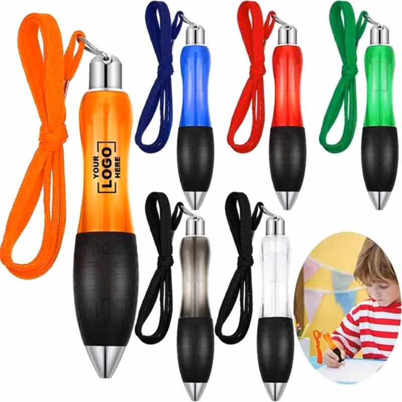 Thick Barrel Ballpoint Pen With Lanyard