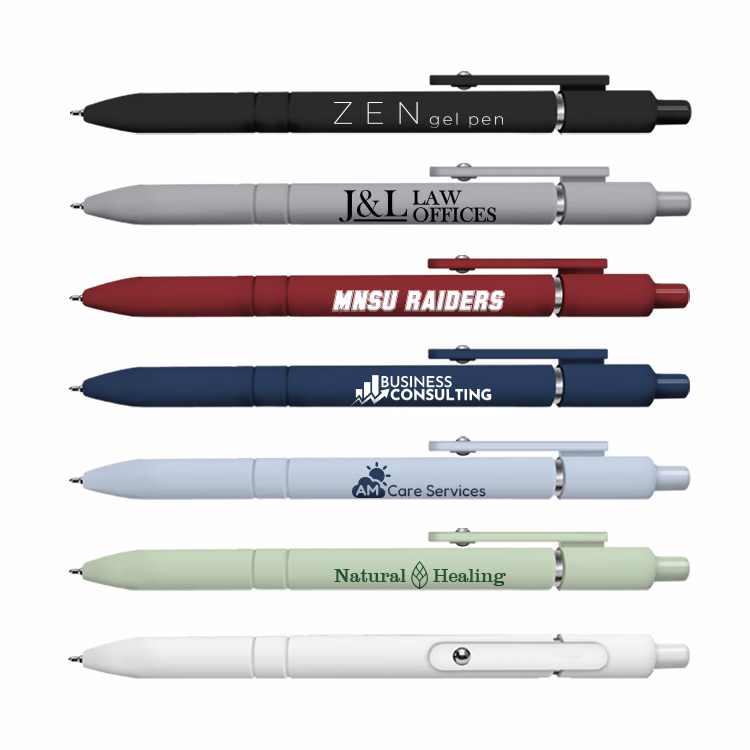 ZEN Soft Touch Rubberized Hybrid Ink Gel Pen with Fidget Ball Clip