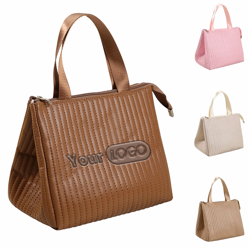 Leather Handheld Insulated Lunch Bag