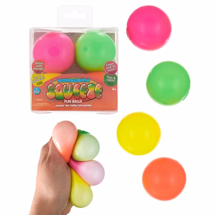 Squeeze Sensory Balls - 4 Pack Neon